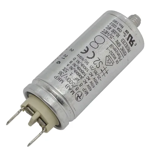 Anlaufkondensator Motorkondensator 8µF 470V 30x68mm Stecker 6,3x0,8mm Hydra MKP-