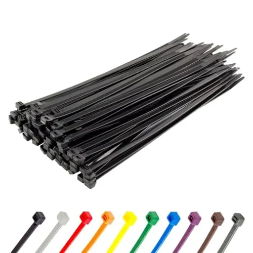 Gocableties Kabelbinder 100 Stück Schwarz, 200 mm x 7,6 mm mit 54,4 kg Zugfestigkeit, Zugfestigkeit 54,4 kg, extra starkes, UV Beständig Set