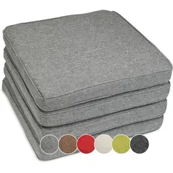 sunnypillow Stuhlkissen 4er Set BALI - Wasserdichtes und UV-lichtecht Stuhlkissen 4er Set (45x45x5cm) in Grau, ideal für Gartenmöbel und sorgt für Komfort und Stil im Außenbereich.