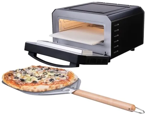Cucina di Modena Pizzaofen für Zuhause: Elektrischer Pizzaofen mit Pizzastein, 400 °C, 1.700 W, Pizzaschieber (Steinofen, mit Ober und Unterhitze)