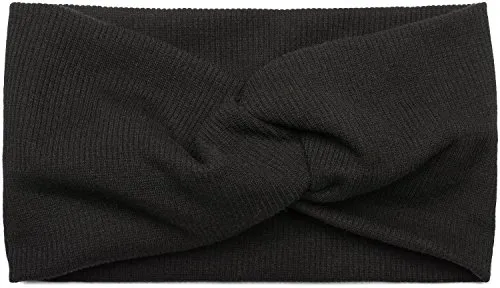 Produktbild styleBREAKER Damen Haarband mit Twist Knoten in Feinripp Optik | Weiches Stirnband für Sport und Alltag | One Size elastisch, Farbe:Schwarz