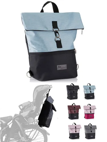 BambiniWelt by Rafael K. Fahrradtasche - Rucksack für Kinderfahrradsitz, universal blau|schwarz - Fahrradtaschen, praktische und stylische Lösung für den Kinderfahrradsitz, ideal für Ausflüge mit den Kleinen.
