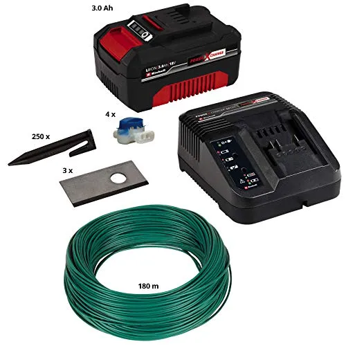 Einhell Mähroboter-Zubehör Installations Kit 800 m² - Mähroboterzubehör für FREELEXO, inkl. 3 Ah Power X-Change Akku für grenzenlose Flexibilität und 180 m Begrenzungsdraht, ideal für Rasenflächen bis 800 m².