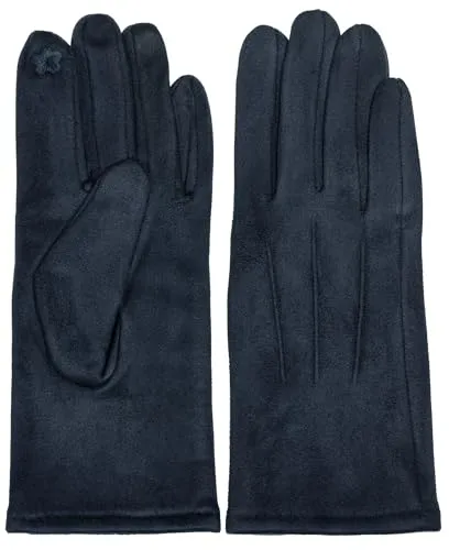 Caspar GLV014 klassisch elegante uni Damen Handschuhe mit 3 Nähten, Farbe:dunkelblau, Accessoires:One Size