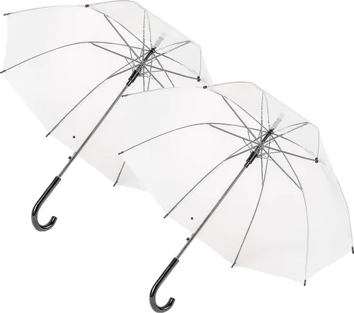 BURI Regenschirm 2er Set | Transparent & sturmfest | Automatikschirm 88cm Ø | Windfest & stabil | Durchsichtiger Regenschirm für Damen & Herren | Hochzeitsgeschenk