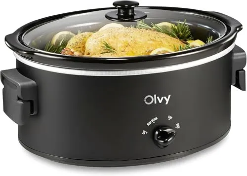 Olvy Slow Cooker 6L Schongarer mit Keramik-Innentopf