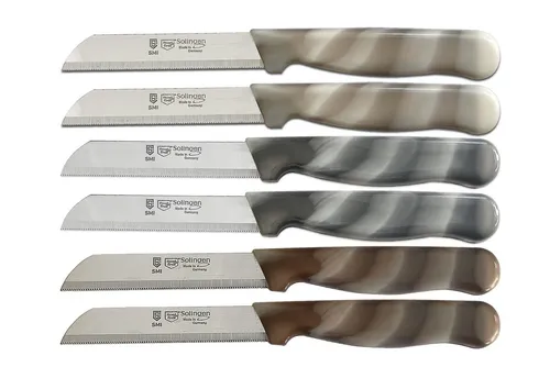 SMI Obstmesser Schälmesser Wellenschliff 6 Stück Solingen Küchenmesser Gemüsemesser, scharfe Klinge
