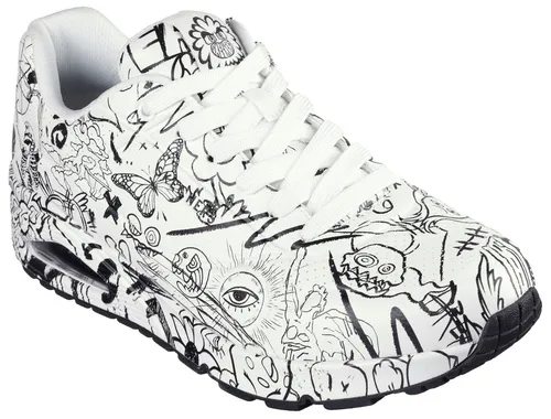 Skechers UNO - PROCESS SKETCH Sneaker schwarz 41 EU - Sneaker in Größe 41, uni in schwarz-weiß, aus 100% Kunstleder, ideal für den lässigen Alltag mit bequemer Synthetik-Innensohle und profiliertem Gummilaufsohle.