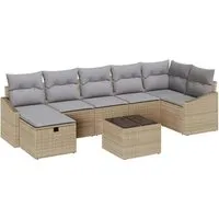 vidaXL Garten-Sofa-Set mit Kissen 8 pcs Beige Poly Rattan - Modulares 8-teiliges Gartenmöbelset für 7 Personen mit wetterfesten Kissen – ideal für entspannte Stunden im Freien und perfekte Gestaltungsmöglichkeiten für jeden Anlass.