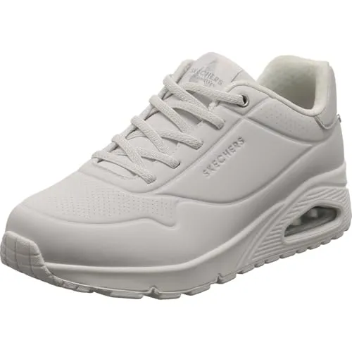 Skechers Damen UNO-Shimmer Away Sneaker, weiß, 38 EU - Damen-Sneaker mit flacher Absatzform und schimmerndem Design, ideal für stilvolle Freizeitlooks.
