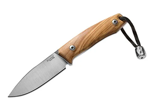 LionSteel M1 Olive Fahrtenmesser Braun, 7,4 cm Klinge - Taschenmesser mit 7,4 cm Klinge aus hochwertigem M390 Stahl, edlem Olivenholzgriff und robustem feststehenden Verschluss – ideal für Outdoor-Abenteuer.