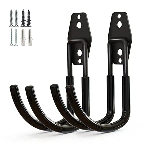 PYBTOOL Garagenhaken, robuste Garagen-Aufbewahrungshaken für Mehrzweckzwecke, Stahl-Wandmontagehaken, Gartenwerkzeug-Aufbewahrungsorganisator (Large J 2PC)