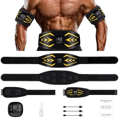 Relassy EMS Bauch-Bizeps-Trainer, 10 Modi, 30 Intens., Kalorienanzeige