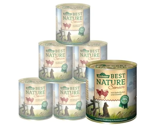 Dehner Best Nature Hundefutter für ältere Hunde - Nassfutter mit Lamm, Geflügel und Haferflocken, schonend hergestellt ohne chemische Zusatzstoffe, ideal für die Gesundheit älterer Hunde.