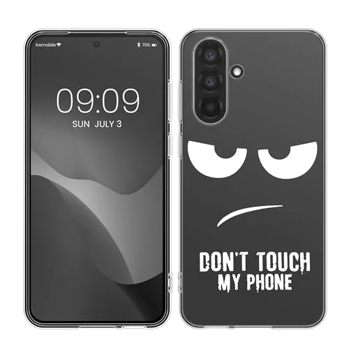 kwmobile Case kompatibel mit Samsung Galaxy A56 5G - Hülle Silikon transparent Don't Touch My Phone Weiß Transparent
