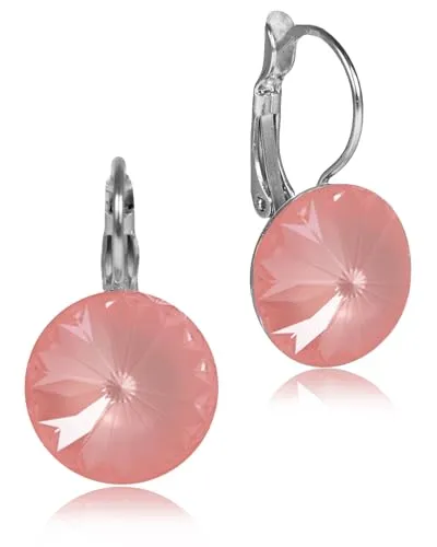 LUISIA Ohrringe Rivoli mit Kristallen von Swarovski (14 mm, Matt Flamingo Pink)