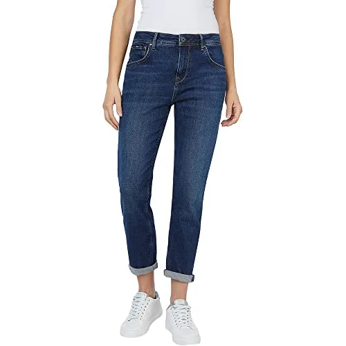 Pepe Jeans Damen Jeans Violet, Blau (Denim-vr6), 26W / 34L - Moderne Karotten-Passform mit hoher Taille aus elastischem Denim-Stoff, ideal für einen trendigen Look und optimalen Tragekomfort.