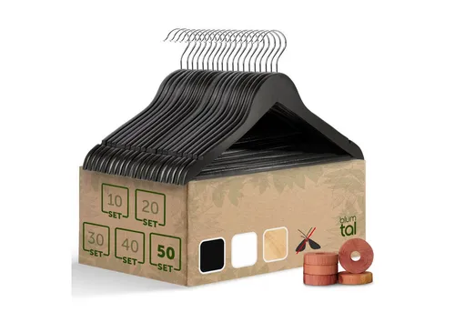 Blumtal Kleiderbügel Kleiderbügel Holz mit 360° drehbarem Metallhaken, (50-tlg), Zedernholz Mottenschutz mit Anti-Rutsch-Schicht & Einkerbungen