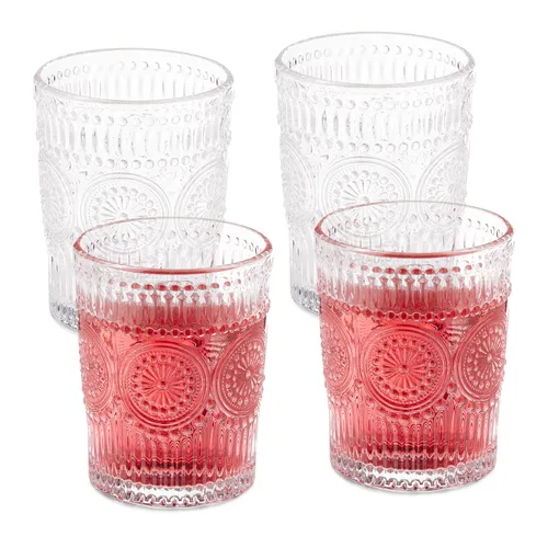 Produktbild Trinkgläser  Vintage Wassergläser Boho Gläser 4 Stück 300 ml Trinkgläser Set