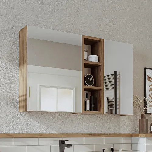 Produktbild Roomart Badmöbel-Set LOTUS-I-95 cm – Komplett-Set mit Waschbecken, Spiegelschrank & Seitenschrank