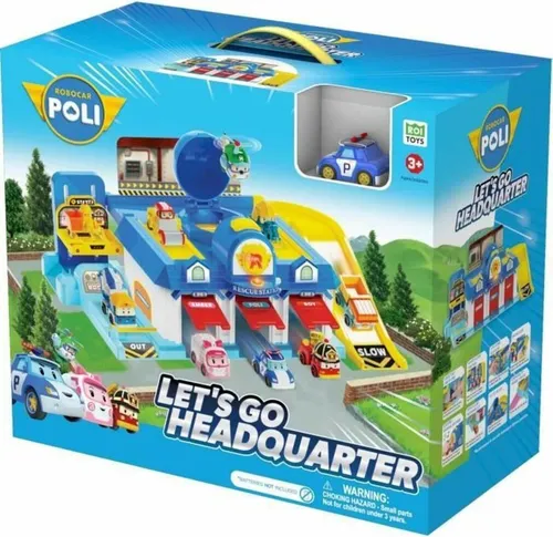 Silverlit Robocar Poli Playset Le Quartier General - Transformierbares Fahrzeug - Motorfahrzeugspielsets für Kinder, interaktives Hauptquartier mit Aufzug und Rampen, fördert Feinmotorik und kreatives Spiel für Kinder ab 3 Jahren.