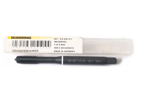 Gühring Maschinen Gewindebohrer M8 (x1,25) HSSE Nitr 6HX DIN 371 Weißring Typ GG
