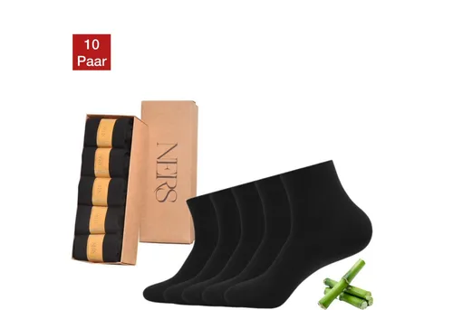 NERS Kurzsocken aus Bambus (10 Paar) Damen & Herren, ohne drückende Naht, ohne Gummi (10-Paar, 10 Paar) Bambussocken - Atmungsaktiv - Naturfreundlich - gegen Schweißfüße