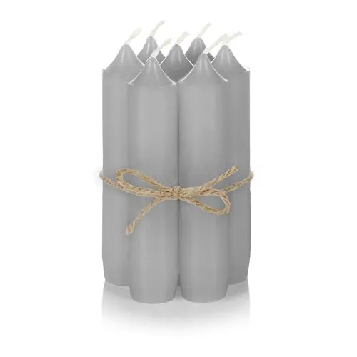 Nordstern Stabkerzen Grau 6er Pack - Kleine Kerzen für Kerzenhalter, Adventskranz oder als Baumkerze - Ideale Tisch Deko für Hochzeit oder Weihnachten - 11 x 2,2 cm