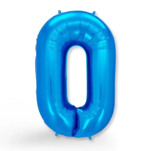 FUNXGO Folien-Ballon 0, Helium-Ballon, Luftballon-Zahl, nachfüllbare Riesen-Ballonzahl, Party-Deko zum Geburtstag, Baby, Jubiläum, Hochzeit, blau