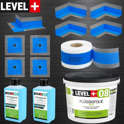 Dicht- Set Bad ca 7 m² Dusche Abdichtung Dichtband Flüssigfolie 9,5 kg SET320