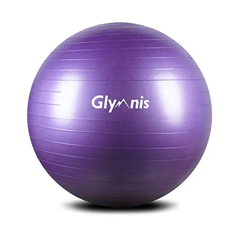 Glymnis Yogaball Gymnastikball Sitzball 55cm/65cm/75cm Dicker Pilates Ball inkl. Luftpumpe Robuster 300kg Maximalbelastbarkeit für Hause Gym Büro