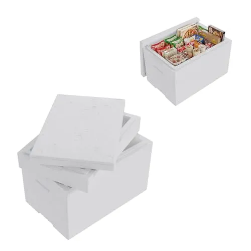 Produktbild QLS Isolierbox 44L mit Erweiterungsring Thermobox aus EPS für warme und kalte Speisen Inklusive Deckel Thermobehälter für Essen leichte hygienische Transportbox mit hoher Isolierleistung TB.205+Ring70