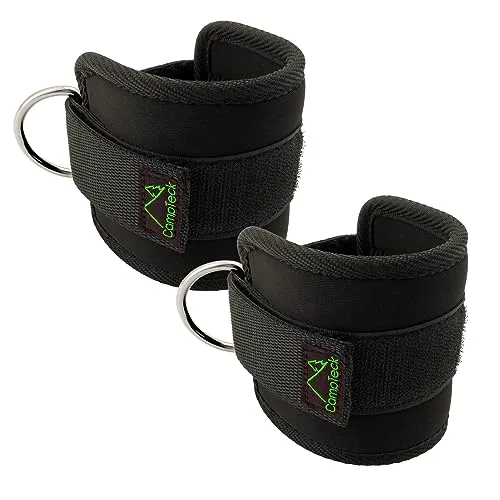 CampTeck U6831 D-Ring Wrist Wraps Fußschlaufen Neopren verstellbare Ankle Straps für Fitness Training, Fitnessstudio, Kabelzug maschine, Pobacken, Bein- & Bauchmuskeltraining - Schwarz, 1 Paar