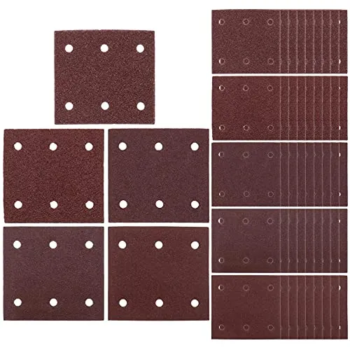 Be In Your Mind Schleifpapier Klettscheiben-Kit 40/60/80/100/120 Körnung 6 Löcher 50x 114x102mm Kompatibel mit Makita BO4555 BO4554 BO4561