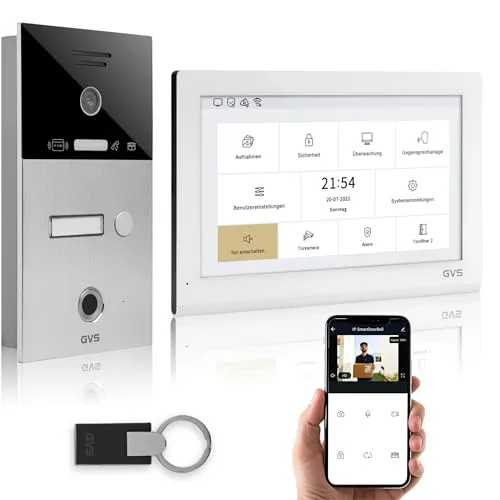 GVS Video Türsprechanlage mit Türöffner, Fingerprint, RFID, 1x 10 Monitor