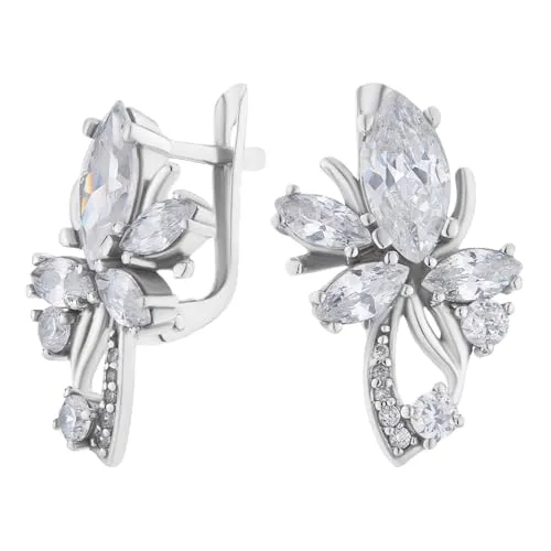 Sterling Silber Creolen Ohrringe, Schmetterling Design mit Zirkonia Steinen, Eleganter Echtschmuck für Damen 925