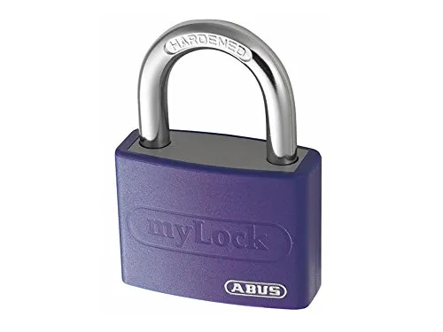ABUS Vorhängeschloss T65AL/40 myLOCK - individuell beschreibbar - Spindschloss - massiver Aluminium-Schlosskörper - ABUS-Sicherheitslevel 5 - Lila