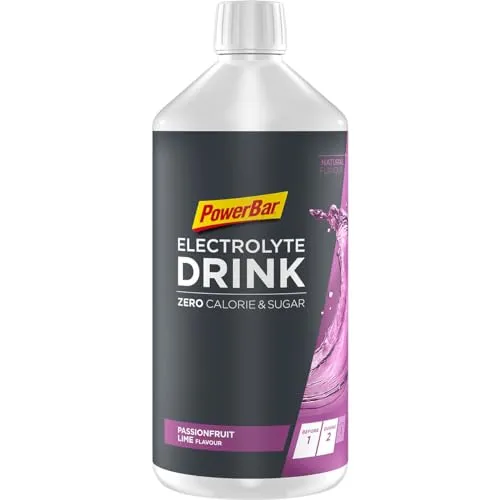 Powerbar Elektrolyte Drink - Passionfruit Lime 1000ml - Isotonisches Sportgetränk mit 5 Elektrolyten, C2MAX und 32mg Koffein, perfekt für optimale Leistung beim Sport. Frei von Zucker, Laktose und Gluten.