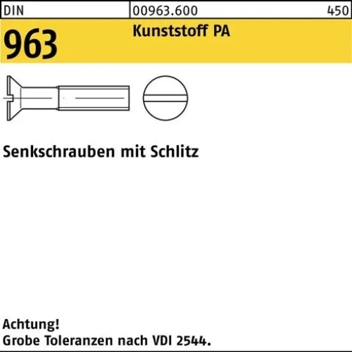 200er PACK(Stk) 000963800000030006 Senkschraube DIN 963 Schlitz M 3 x 6 Polyami