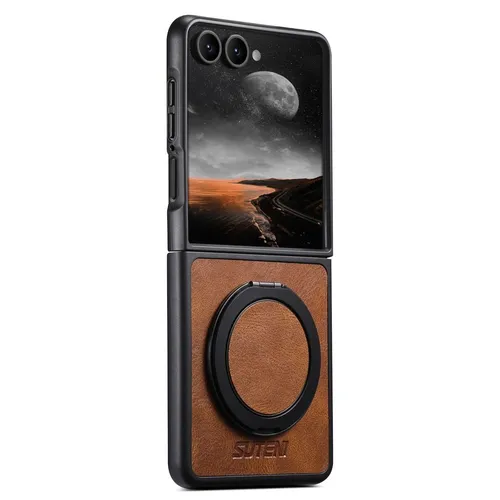 Für Samsung Galaxy Z Flip7 5G Suteni MagSafe 360 Grad Ringhalter Hülle Braun