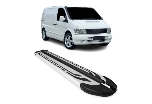 OMAC Kfz-Schmutzfänger Trittbretter für Mercedes Vito 1996-2003 L1/L2 Silber 2 tlg, 2-tlg., Rutschfest, Haltbar, Aerodynamik