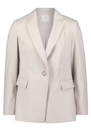 BETTY & CO Damen Businessblazer mit Taschen - Eleganter Businessblazer in Beige, leicht tailliert mit modischer Nahtführung. Ideal für stilvolle Auftritte im Büro, kombiniert Komfort und Klasse.