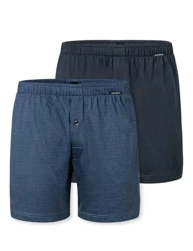 Schiesser Herren 2 Pack Boxershorts - Weiche Jerseyboxer im Doppelpack - Herren-Boxershorts im 2er-Pack, ideal als Geschenk. Bequeme Passform und funktionale Knopfleiste in weicher Jersey-Qualität.