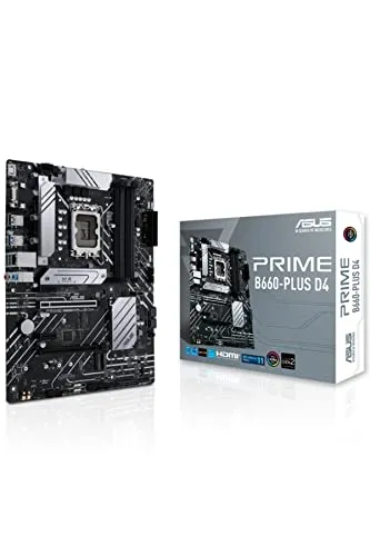 ASUS PRIME B660-PLUS D4 - Gaming Mainboard LGA 1700, ultraschnelle PCIe 4.0 Konnektivität und herausragende Kühlung für beste Leistung
