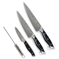 Trusted Butcher Messer Set – 4-tlg. Profi Kochmesser Set mit Bratenthermometer - Küchenmessersets mit ultrascharfen Klingen in Metzger-Qualität, perfekt ausbalanciert für präzise Schnitte und ergonomisch geformt für höchsten Komfort.