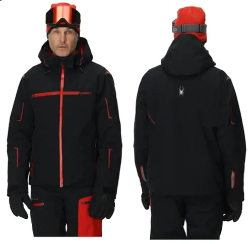 Spyder Titan Jacket black (BLK5) M - Herren Skijacken mit 30.000 mm Wassersäule, ideal für anspruchsvolle Skifahrer - bietet perfekten Schutz, Atmungsaktivität und Bewegungsfreiheit dank EXO SHIELD 30K Gewebe und PrimaLoft Isolation.