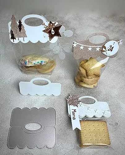 Stanzschablone soft scallops Topper Header für Kekse Gebäck Geschenkbeutel, 9,5x11 cm