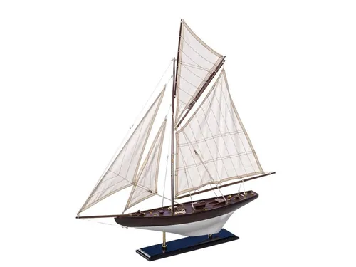 Aubaho Dekoobjekt Modellschiff Segelschiff Segelyacht - Maritime Deko-Objekte: Wunderschönes, hochwertiges Schiffsmodell einer Segelyacht, komplett montiert und ideal für Sammler ab 14 Jahren. Maße: 65 x 74 x 9,5cm.