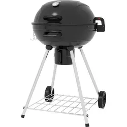 Outsunny Holzkohlegrill BBQ Campinggrill mit Grillrost, Rädern, Ablage, Aschefänger & integriertem Thermometer aus Metall   Aosom.de