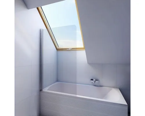 Badewannenabtrennung Faltwand 1-teilig 140x80 cm aus Glas - Praktische Duschabtrennung aus 5 mm gehärtetem Glas, ideal für eine moderne Badezimmergestaltung. Kompakt und schiebend, für eine einfache Handhabung und Pflege.